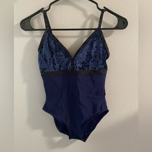 NEW Yumiko “Zoe” style blue with blue velvet black trim size M